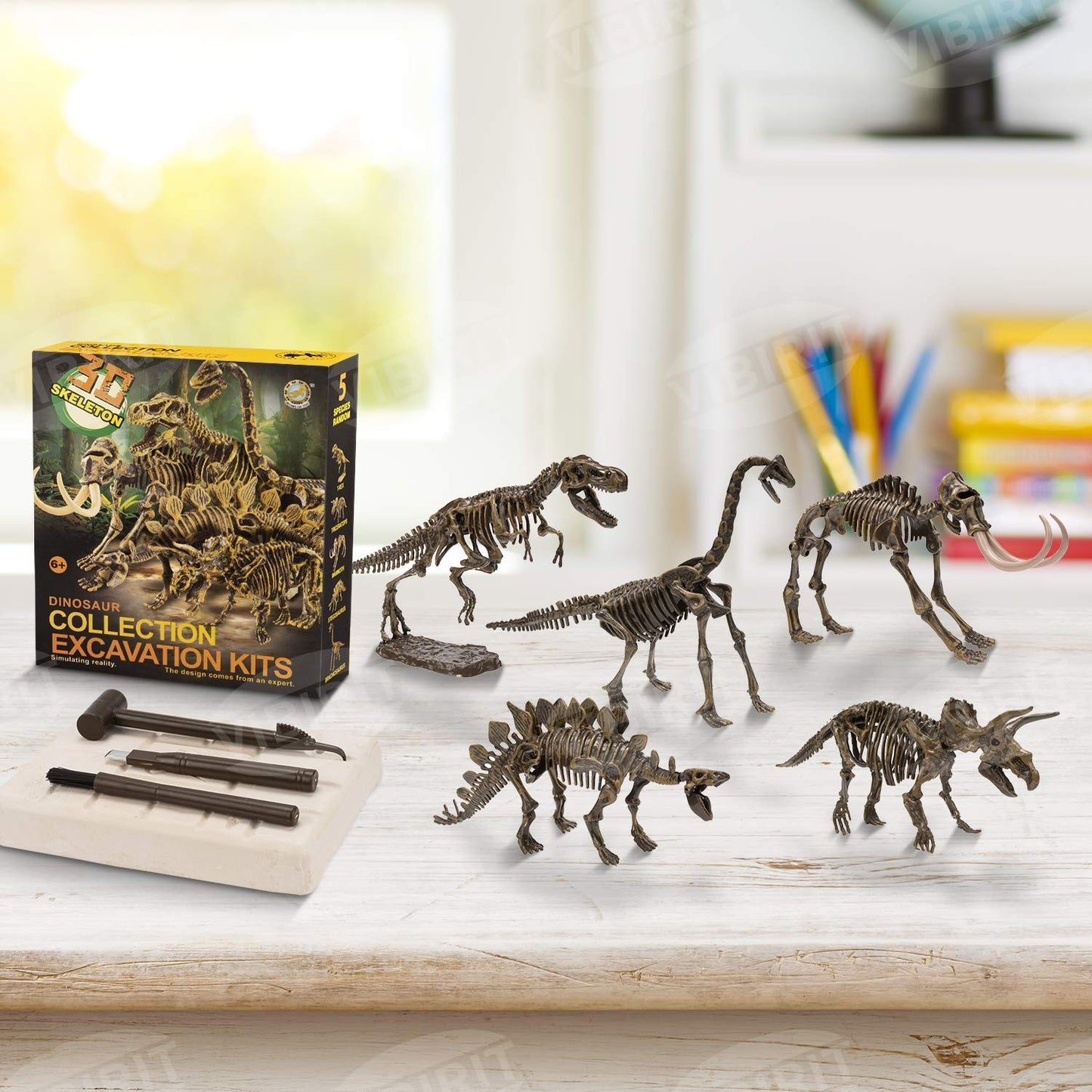 VIBIRIT Dig Up Dinosaurs Skeleton Set,Dinosaur Digging Fossil Kit Model Toys Educational Realistic Toys for Kids,Boys,Girls