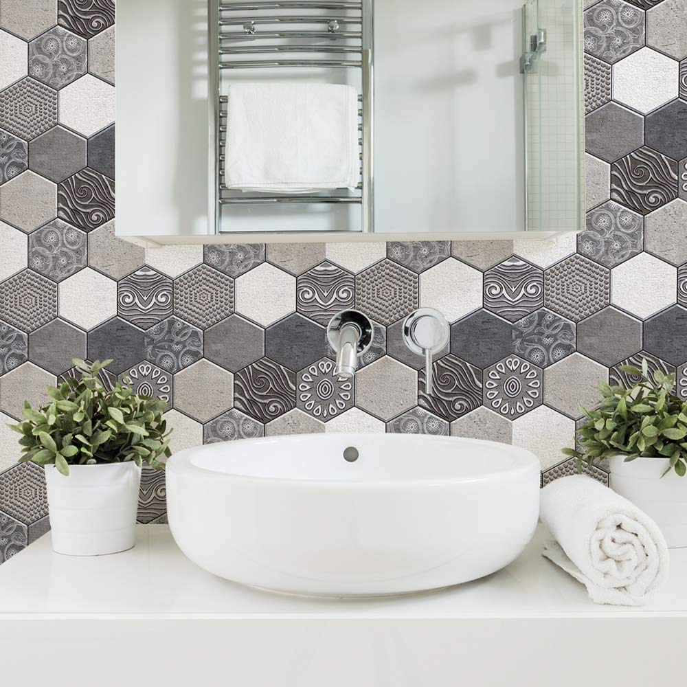 3D Wall Brick Sticker Waterproof Stone Art Wallpaper Self-Adhesive Brick Wallpaper Removable Wall Décor for Bathroom Bedroom Living Room Counter Countertop 6 Pack 11.8" 11.8" (X516)