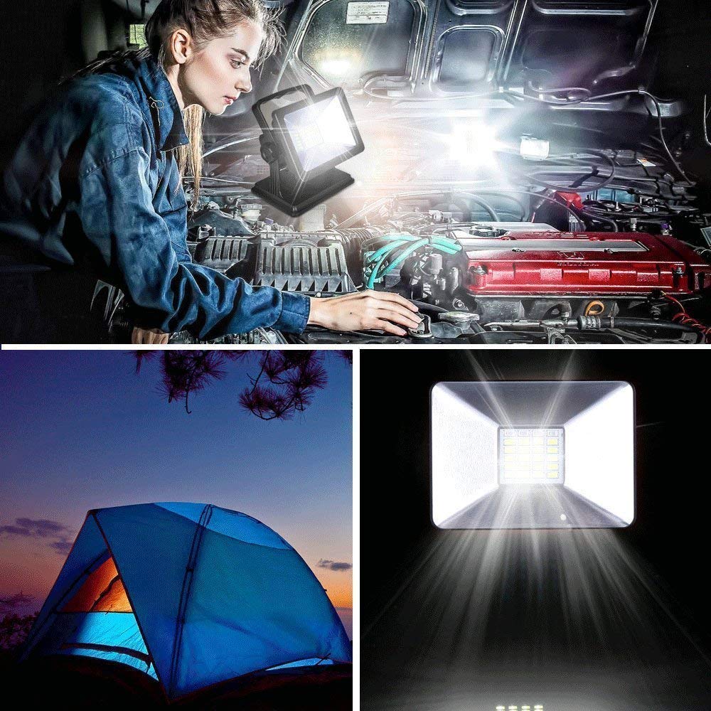 OYOCO Rechargeable LED Work Light COB with Magnetic Base 30W Idea Waterproof Spotlights Outdoor Camping Emergency Lights Floodlights with SOS