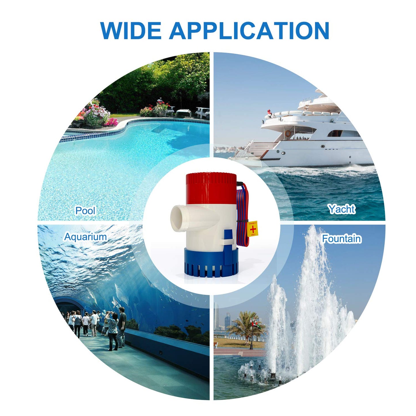 AURELIO TECH 1100Gph 12V Submersible Marine Electric Bilge Water Pump for Boat Caravan RV