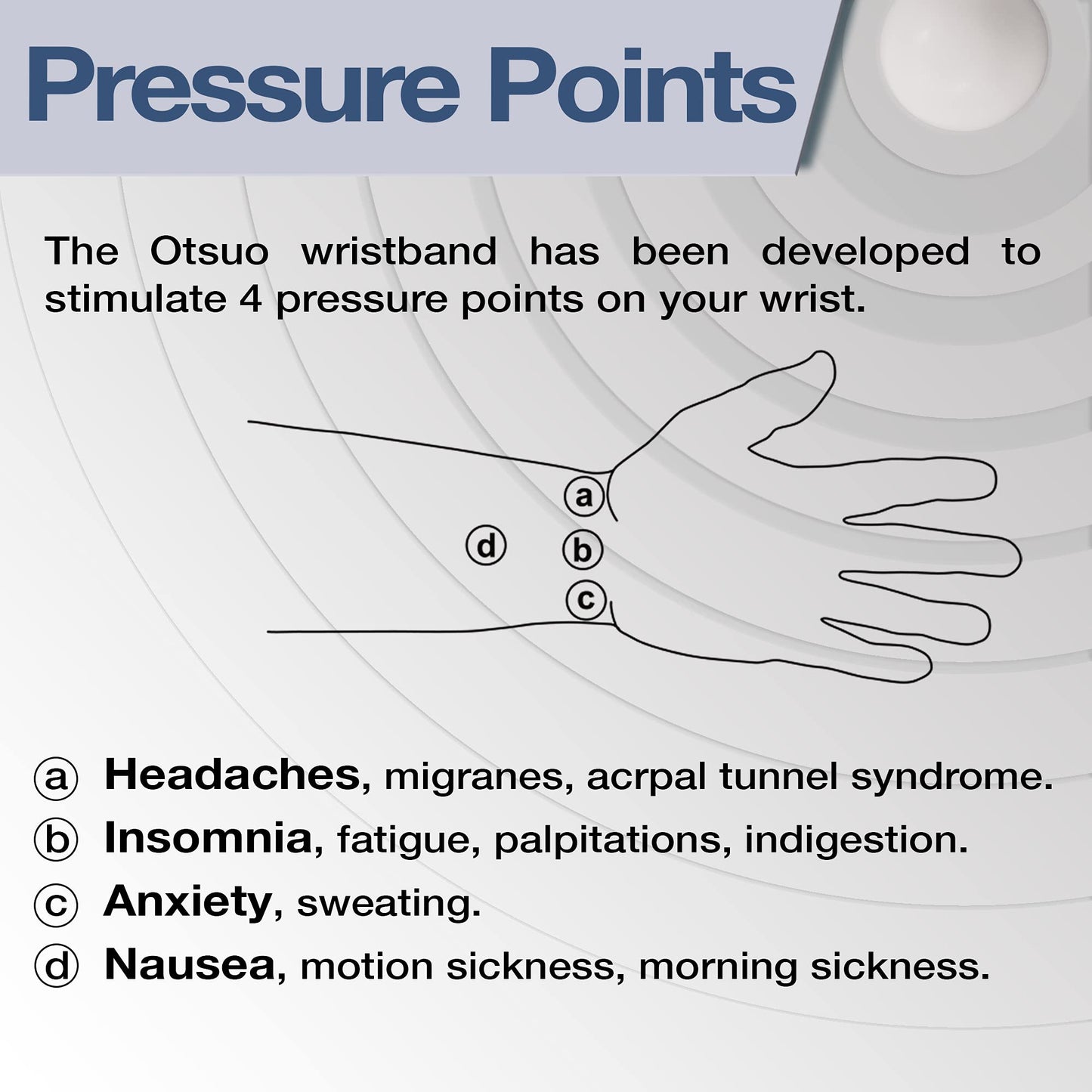 Otsuo Nausea Relief Wristband for Motion and Sea Sickness | Anti-Nausea Acupressure Bands for Morning Sickness | Sea Bands for Motion Sickness Relief. (Inky Black)