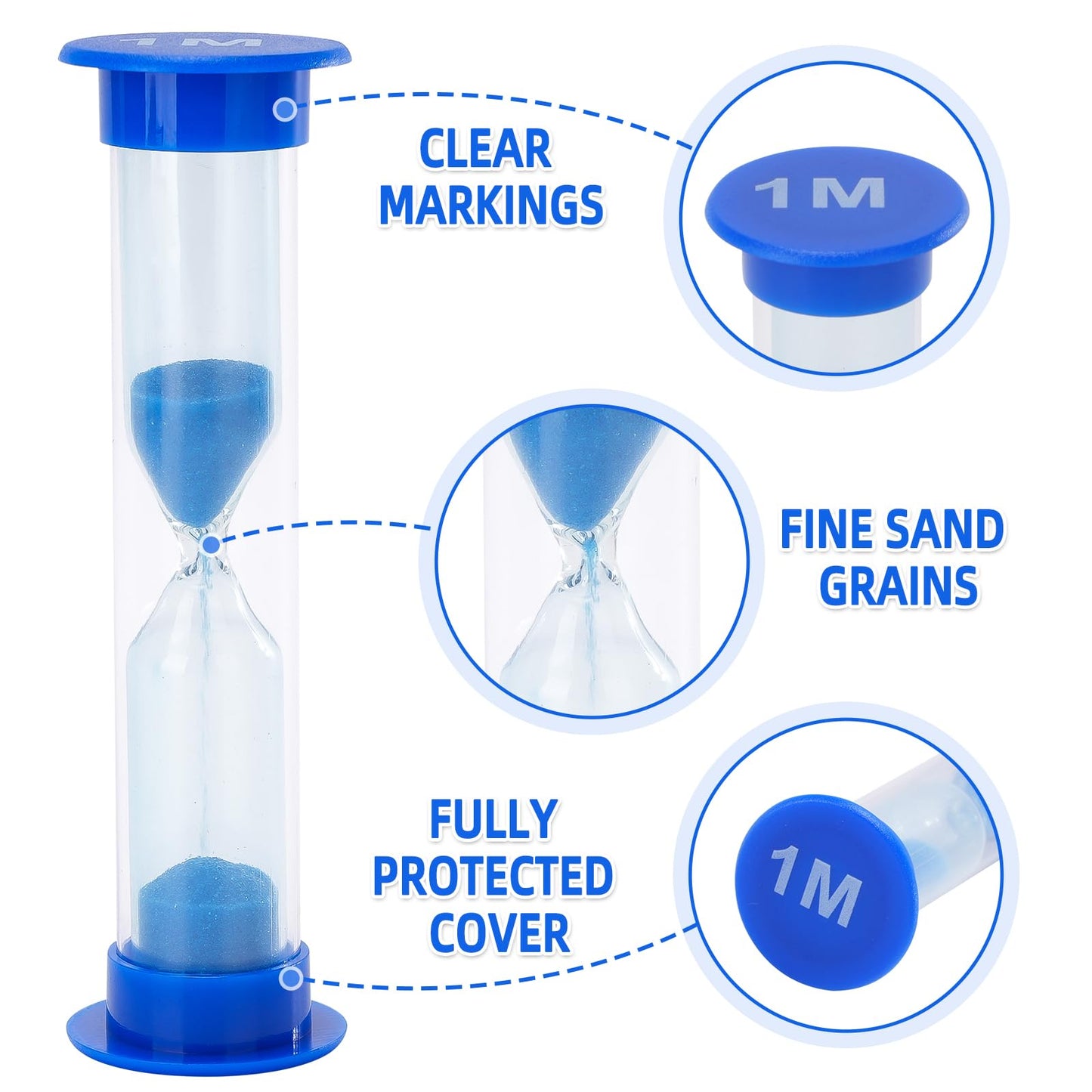 I-MART Plastic Sand Timer Sandglass Hourglass Sand Clock Timer 30 sec, 1 min, 2 mins, 3 mins, 5 mins, 10 mins (Pack of 6)