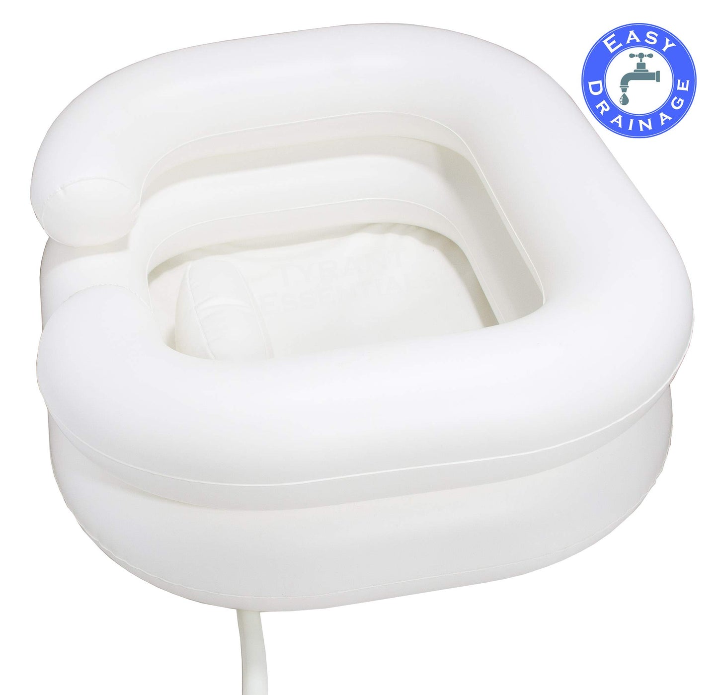 Inflatable Shampoo Basin with Pillow – in Bed Hair Wash Bowl for Bedridden, Elderly Disabled and Loved Ones – Pillow for Extra Head & Neck Support with No-Clog Easy Drainage