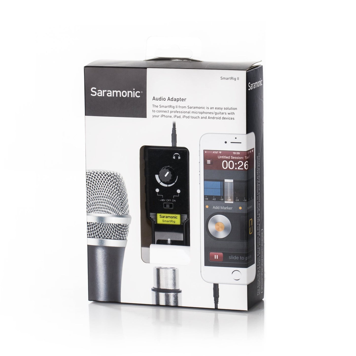 Saramonic Smartrig II XLR Microphone & 6.3mm Guitar Adapter with Phantom Power Preamp Amplifier for iPhone 8 8 Plus 7 7 Plus 6 iPad iPod, Android Smartphone