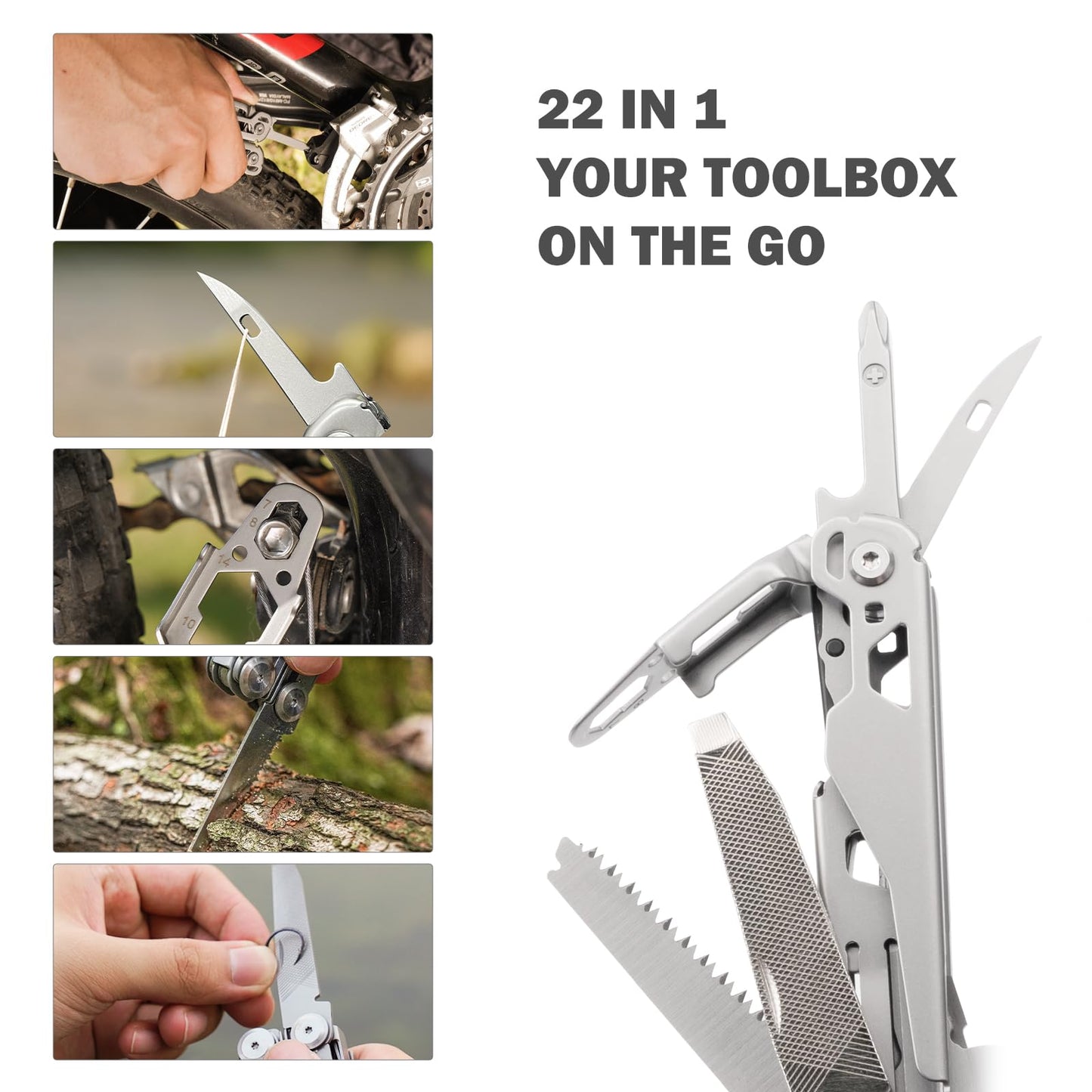PERWIN Multitool, 22-in-1 Multi-Tool Pliers with Safety Locking, Pocket Knife, Bottle Opener, EDC Equipment With Pocket Clip for Survival, Camping, Hunting and Hiking, Stainless Steel