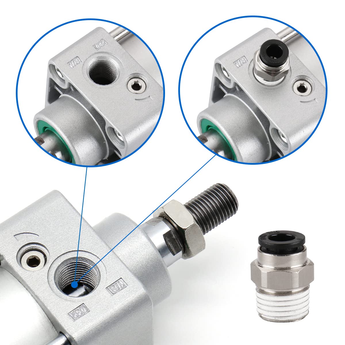 Baomain Pneumatic Air Cylinder SC 32-200 32mm Bore 200mm Stroke Screwed Piston Rod Dual Action (1PCS)