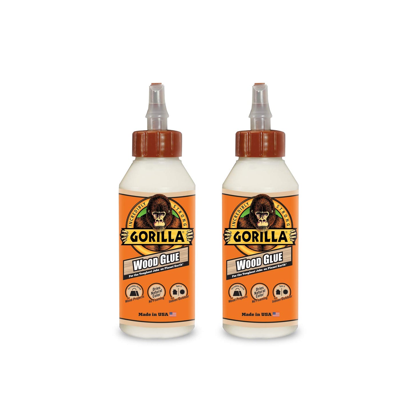 Gorilla Wood Glue, 8 Ounce Bottle, Natural Wood Color, (Pack of 2)