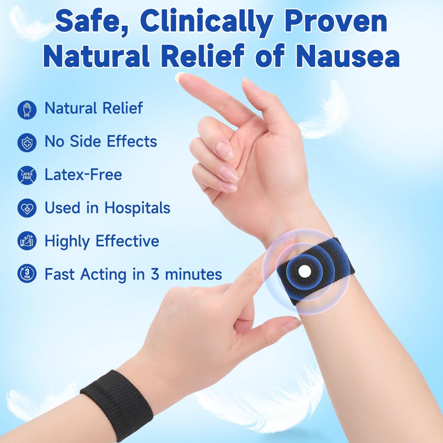 LYJEE Motion Morning Sickness Wristbands for Anti-Nausea, Car Sea Sickness, Acupressure Relief Bands for Pregnant Women Adult