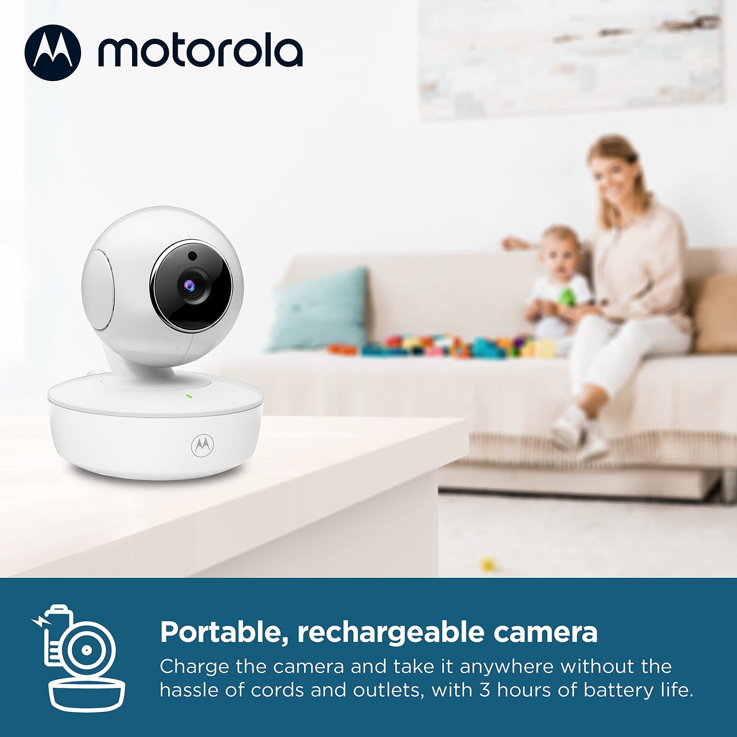 Motorola Baby Monitor VM36XL - Indoor Video with 2 Cameras, 480x272p, 1000ft Range, 2.4 GHz Wireless 5" Split Screen, 2-Way Audio, Remote Pan, Tilt, Zoom, Room Temp, Lullabies, Night Vision