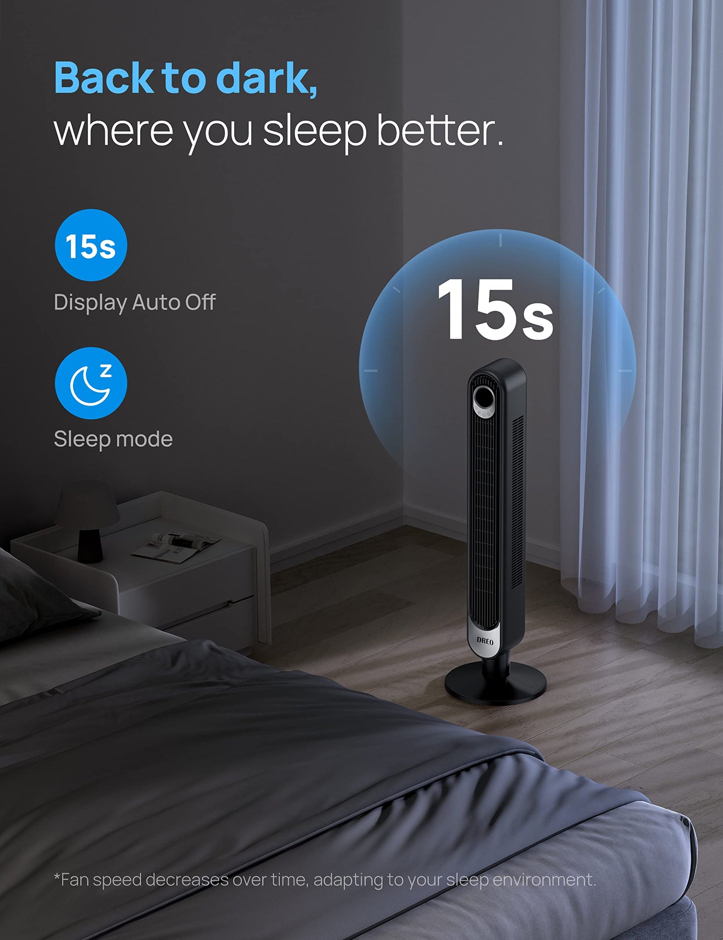 Dreo Smart Tower Fan WiFi Voice Control, Works with Alexa/Google, Cruiser Pro T1S Floor Standing Bladeless Oscillating Fan with Remote, 6 Speeds, 4 Modes, 12H Timer, for Indoor Bedroom Home Office