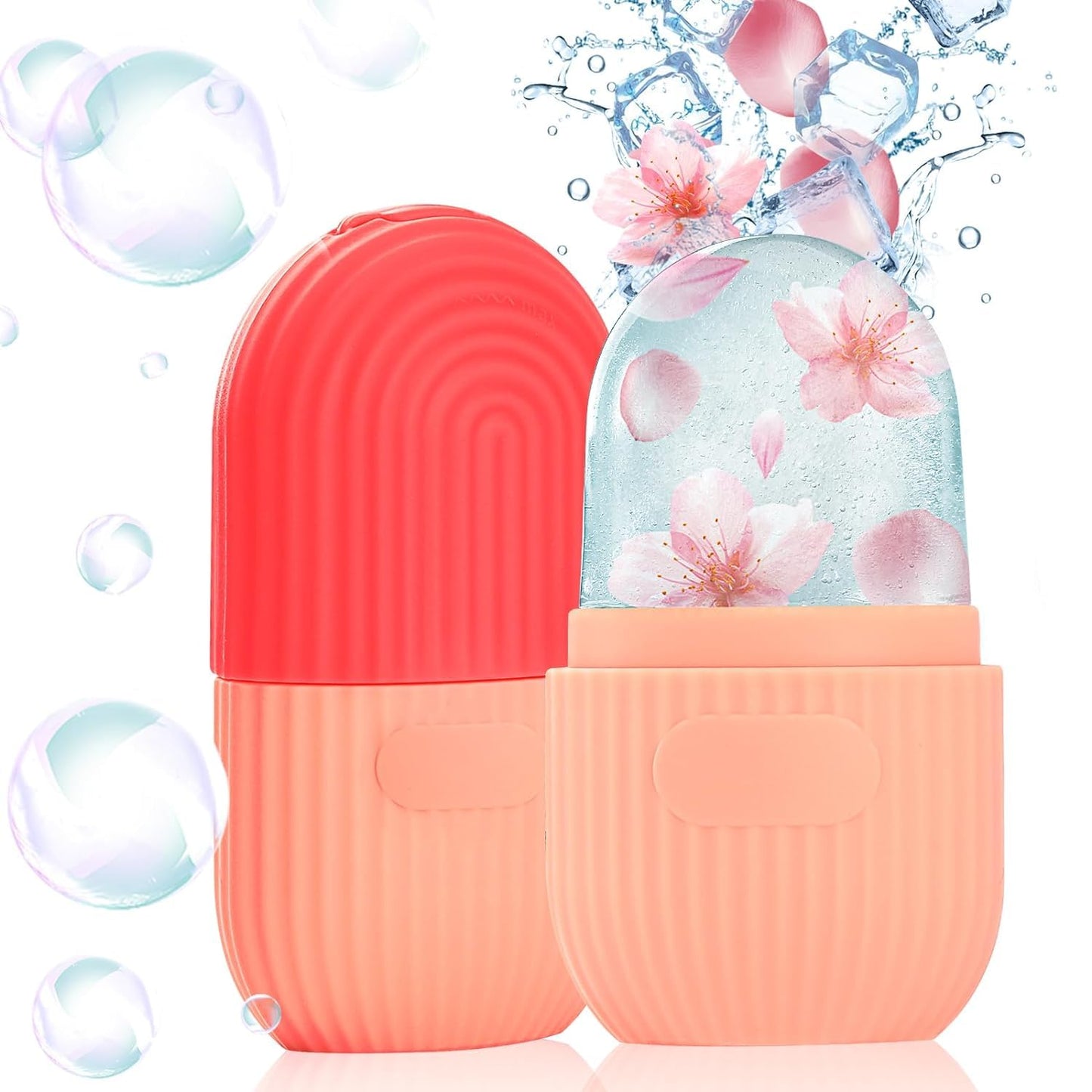 Ice Roller for Face and Eye, Upgrated Ice Face Roller Puffiness Relief Ice Roller Skin Care Tools, Ice Facial Cube, Gua Sha Face Massage, Silicone Ice Mold for Face Beauty (Red)