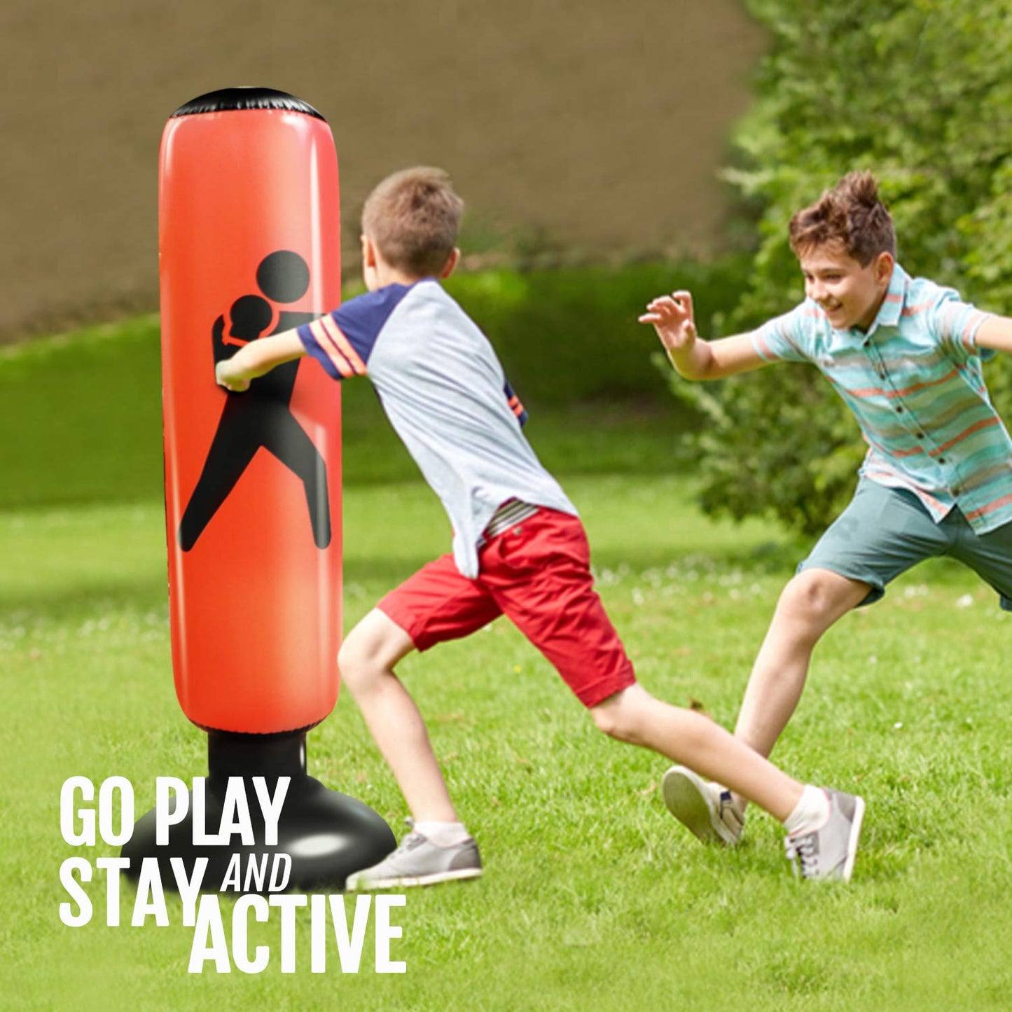 Novelty Place Inflatable Punching Bag for Kids - Free Standing Boxing Bag immediate Bounce Back for Practicing Karate, Taekwondo, Boxing, MMA- Bop Bag Toys for Fitness & Stress Relief