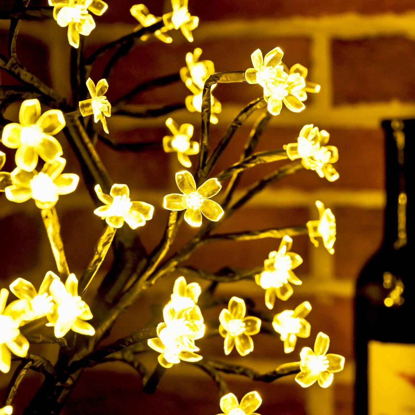 ZHOUDUIDUI Cherry Blossom Tree Light,17inch 40LED Lighted Tabletop Artificial Flower Bonsai Tree Lamp USB Powered Gifts for Home Decor Room Office Party Wedding Christmas Decorations(Warm White)
