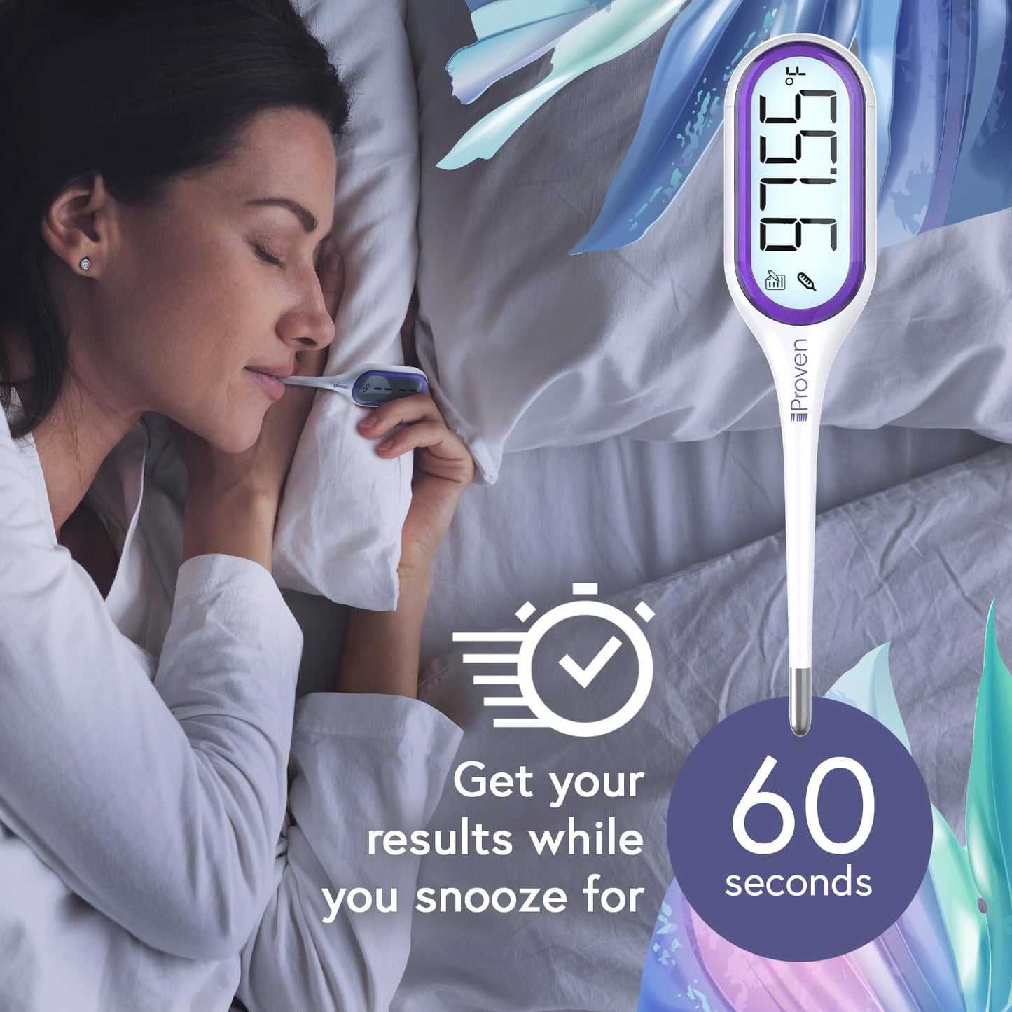 iProven Basal Body Thermometer with Backlight & Big Digits, 1/100 Degree High Precision, BBT for Ovulation Tracking, 30 Memory Recall, Accurate Fertility Temperature Tracker