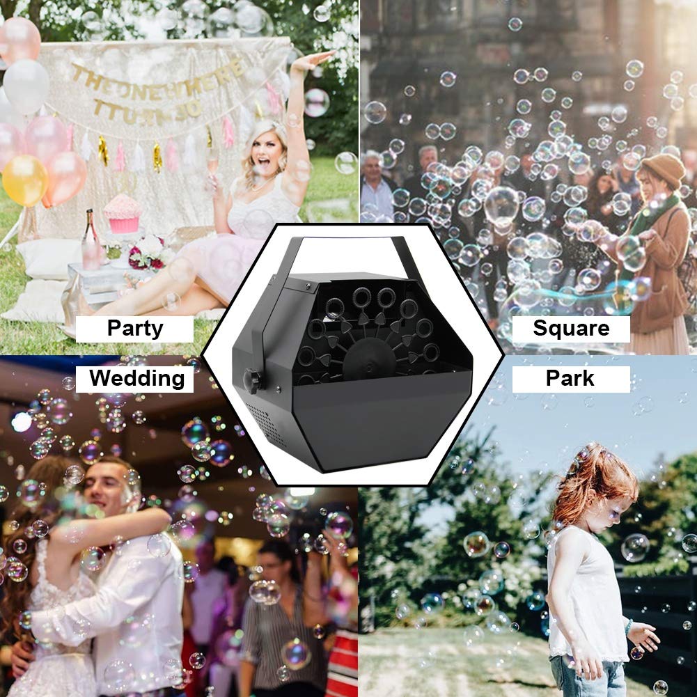 ATDAWN Metal Portable Bubbles Machine, Professional Automatic Bubble Maker with High Output for Outdoor/Indoor Use, Wireless Remote Control (Black)