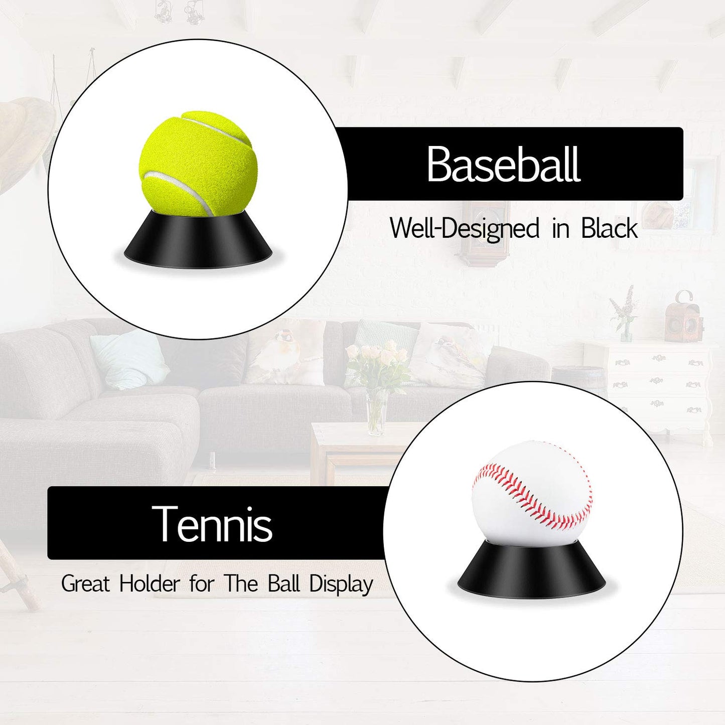 6 Pcs Ball Display Stand Memorabilia Ball Pedestal Ball Stand Holder Soccer Ball Stand for Basketball Football Volleyball Softball Bowling
