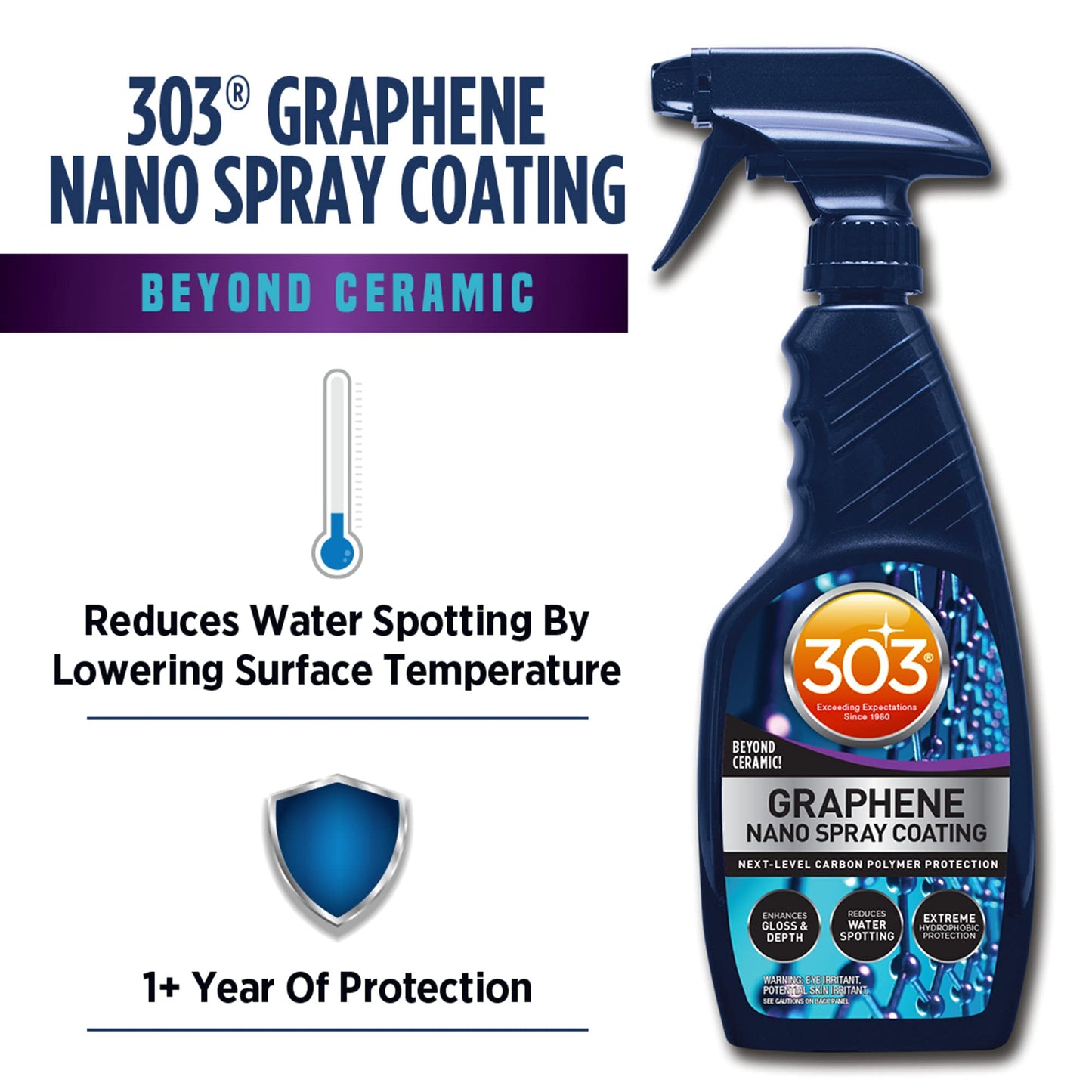 303 Graphene Nano Spray Coating - Next Level Carbon Polymer Protection, Enhances Gloss and Depth, Extreme Hydrophobic Protection, Beyond Ceramic,
