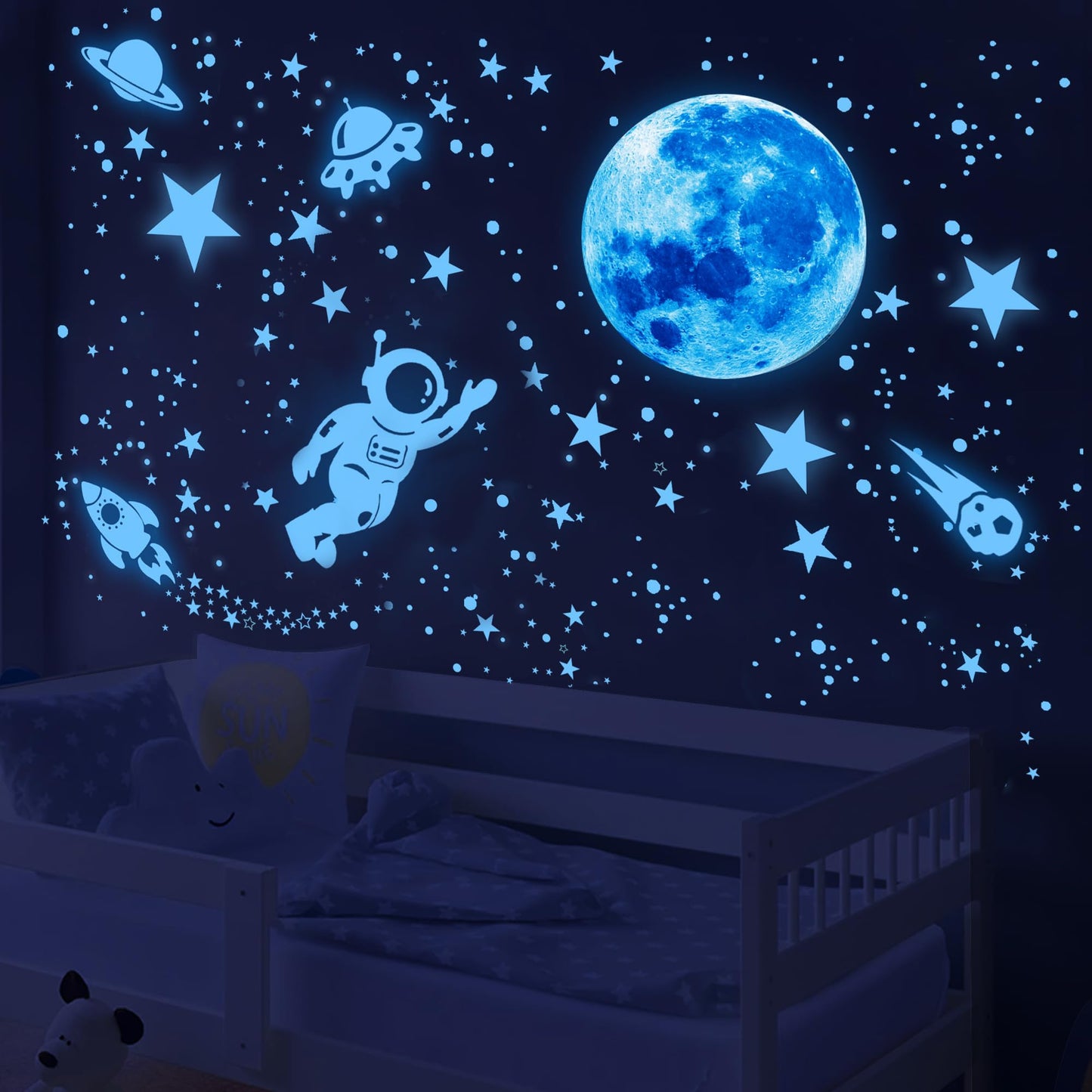 530Pcs Glowing Stars for Ceiling,Glow in The Dark Stars,Space Wall Decals Solar System Galaxy Planets Wall Stickers for Kids, Wall Decor for Girls