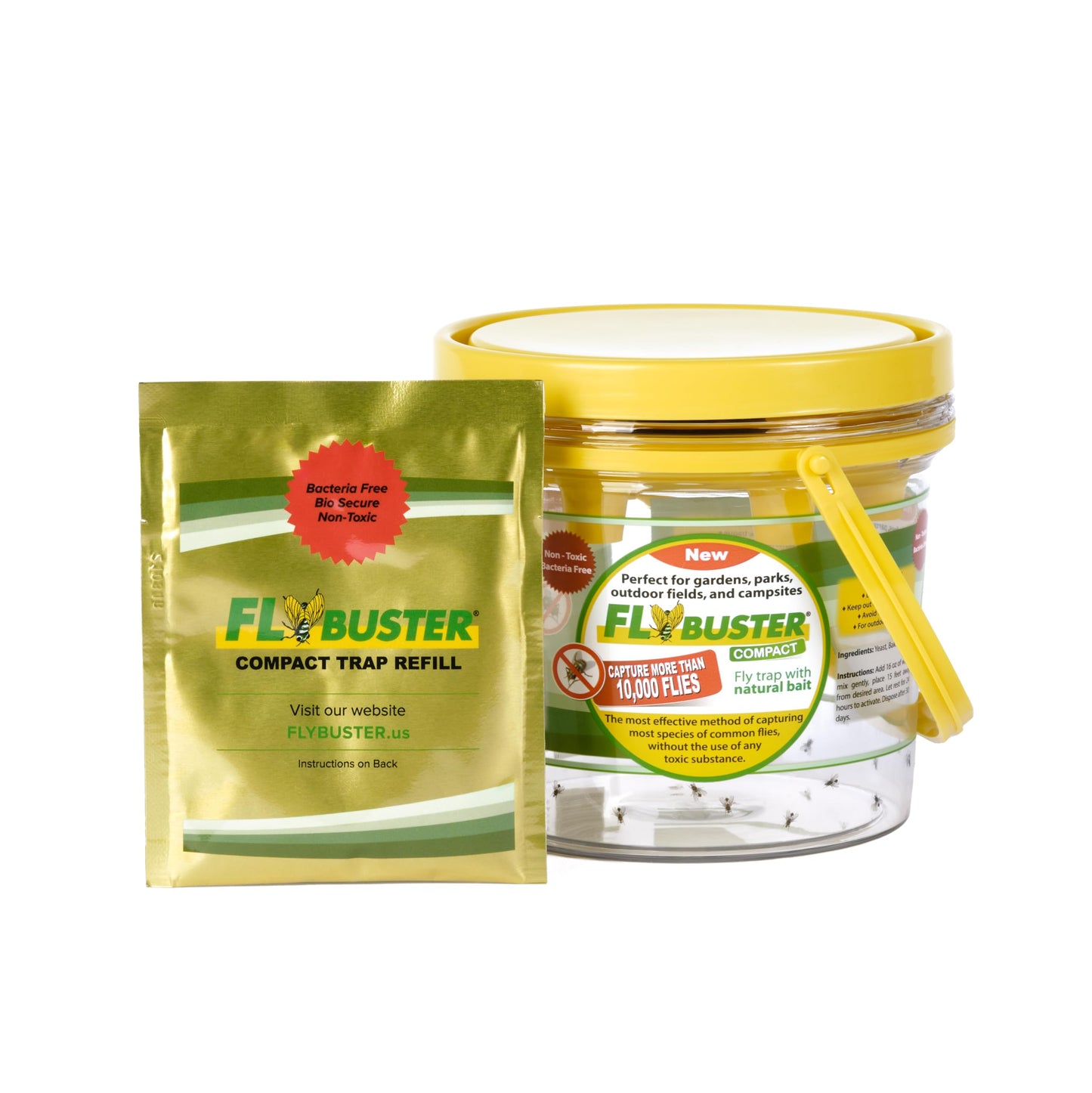 Flybuster Fly Trap - Outdoor Living, Non-Toxic Fly Trap, Pest Control Trap, 1-Liter Compact Size