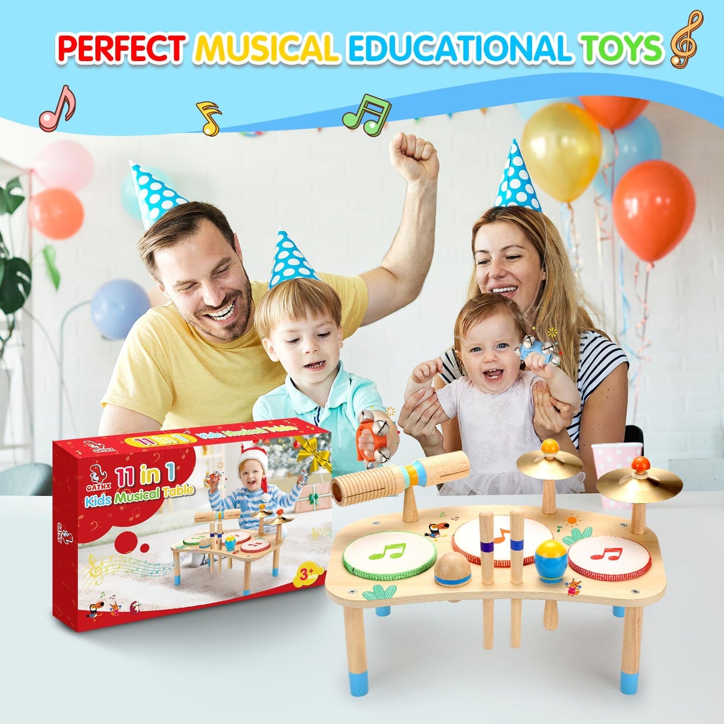 OATHX Kids Drum Set - 11 in 1 Musical Instruments for Toddlers Baby Preschool Educational Musical Toys, Montessori Toys for Kids Ages 1-6