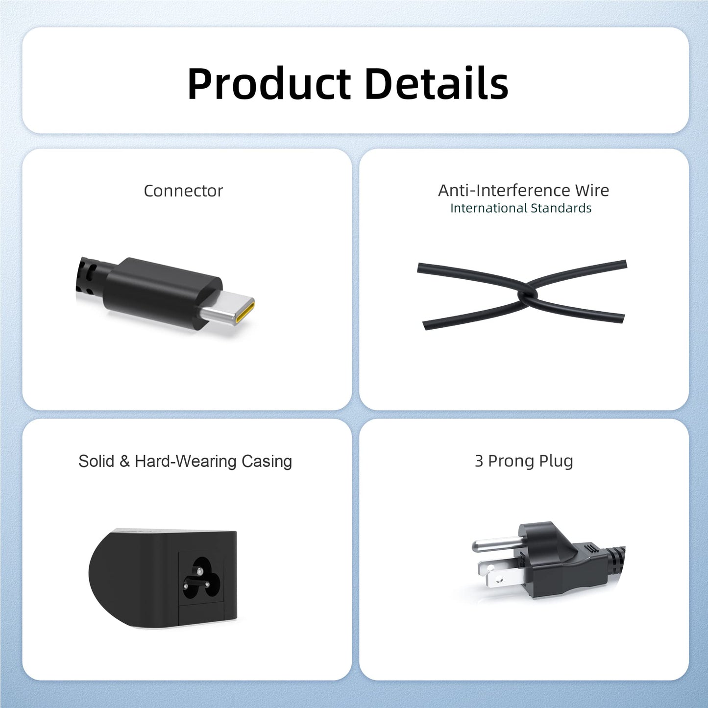 65W USB C Charger Fit for Lenovo IdeaPad Slim 5 5-15ITL05 5-14ARE05 5-14ITL05 5-15IIL05 5-14IAU7 5-14IIL05 5-16IRL8 5-15ABA7 5-14ALC05 5-16IRU9