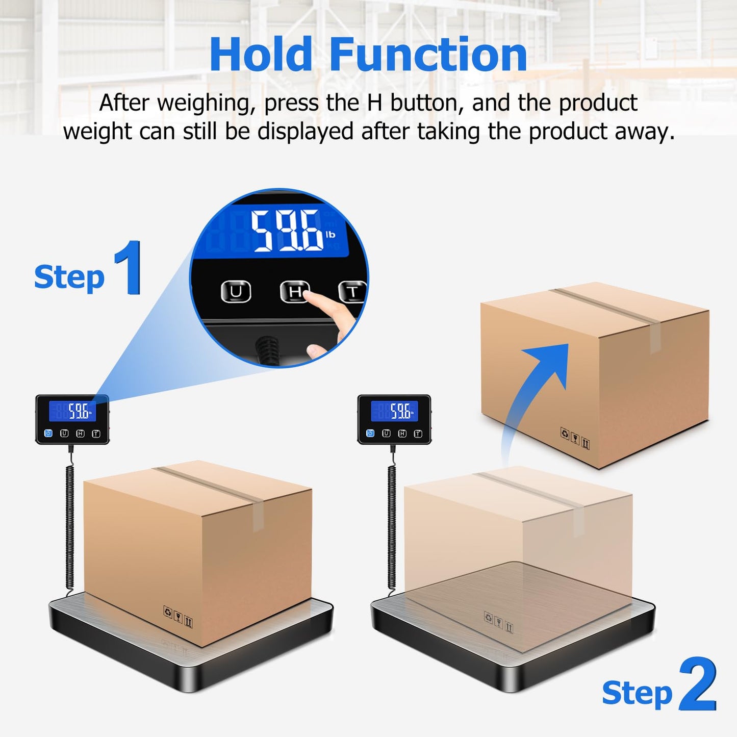 KUAIVO Digital Shipping Scale, 440lb Heavy Duty Postage Scale with Tare/Hold Function, Postal Scale for Package, Luggage, Small Business, Ware House, Home Use, Battery & Charging Cable Include