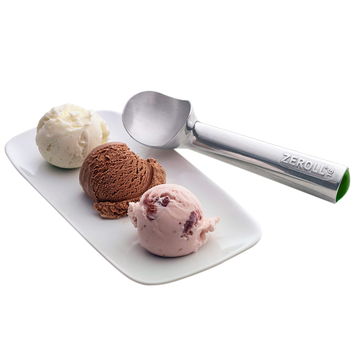 Zeroll Original Ice Cream Scoop with Unique Liquid Filled Heat Conductive Handle Simple One Piece Aluminum Design Easy Release Made in USA, 2.5-Ounce, Silver