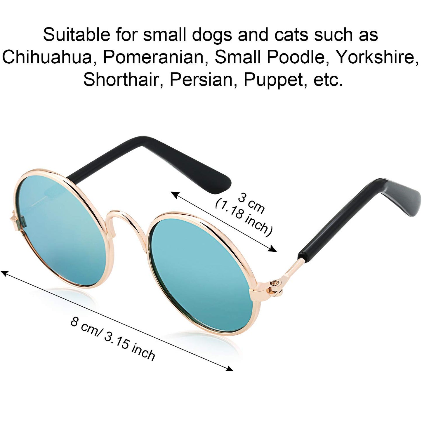 6 Pieces Cat Sunglasses Funny Pet Sunglasses Small Dog Sunglasses Classic Retro Circular Pomeranian Sunglasses Eyewear Photos Props