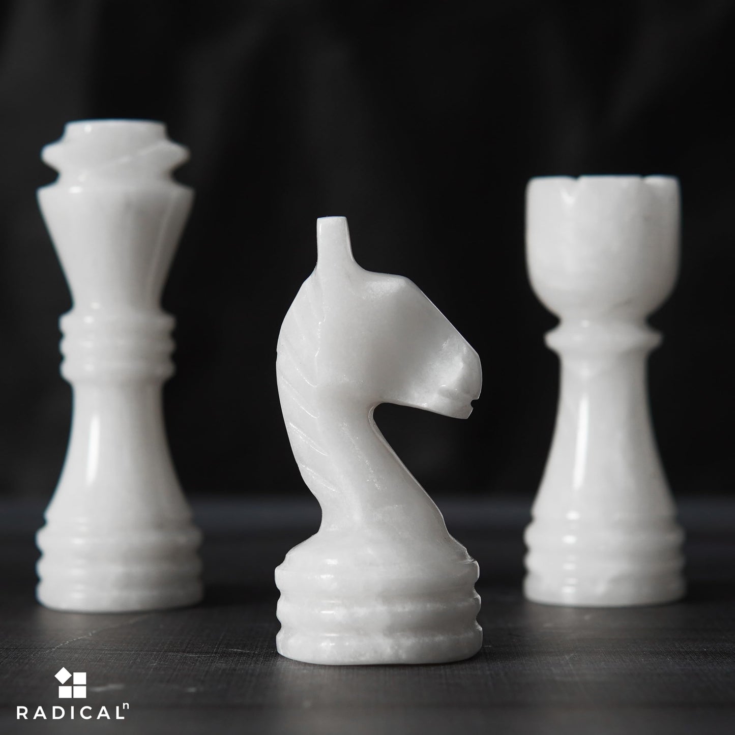 Radicaln Marble Chess Set 12 Inches Black and White Handmade Chess Board Game - 1 Chess Board & 32 Chess Pieces - Chess Games Outdoor - Chess Sets for Adults