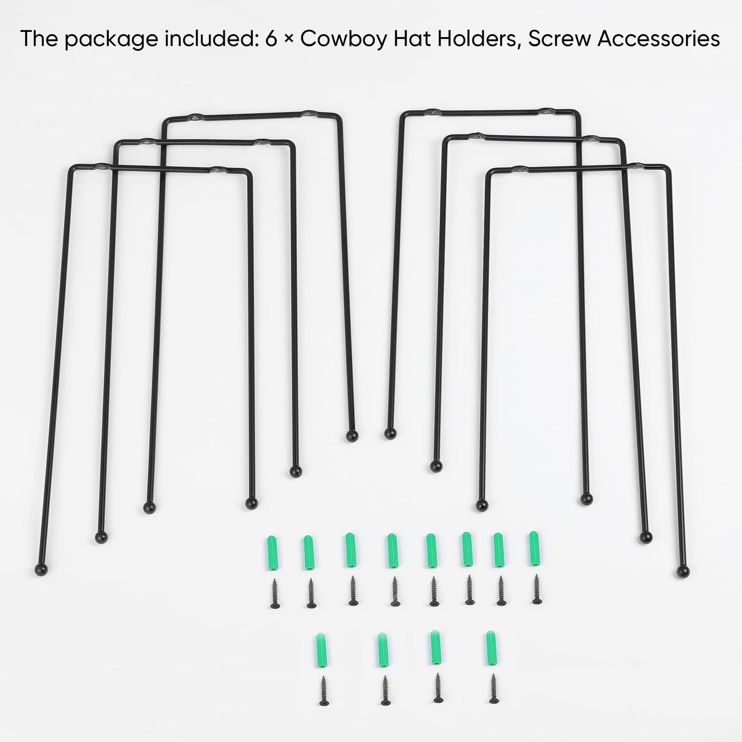 Taozun Cowboy Hat Rack - Cowboy Hat Holder DIY Hat Hangers for Wall Display, Black Hat Holder Organizer, 6 Pieces(A Beautiful Christmas Gift)