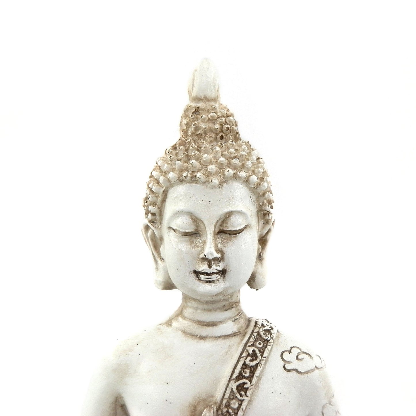 Ornerx Thai Sitting Buddha Statue for Home Decor Ivory 6.7 "