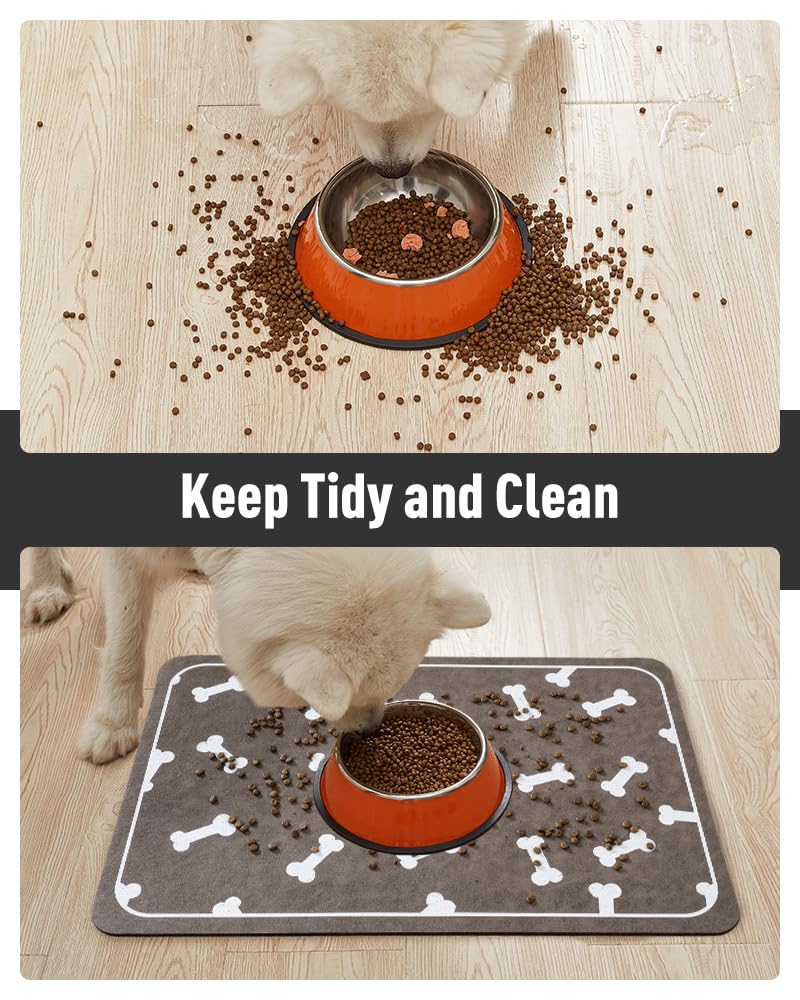 Pet Feeding Mat-Absorbent Dog Mat for Food and Water Bowl-No Stains Easy Clean Dog Food Mat-Quick Dry Dog Water Dispenser Mat-Puppy Supplies Dog Stuff-Dog Accessories Dog Water Bowl Mat