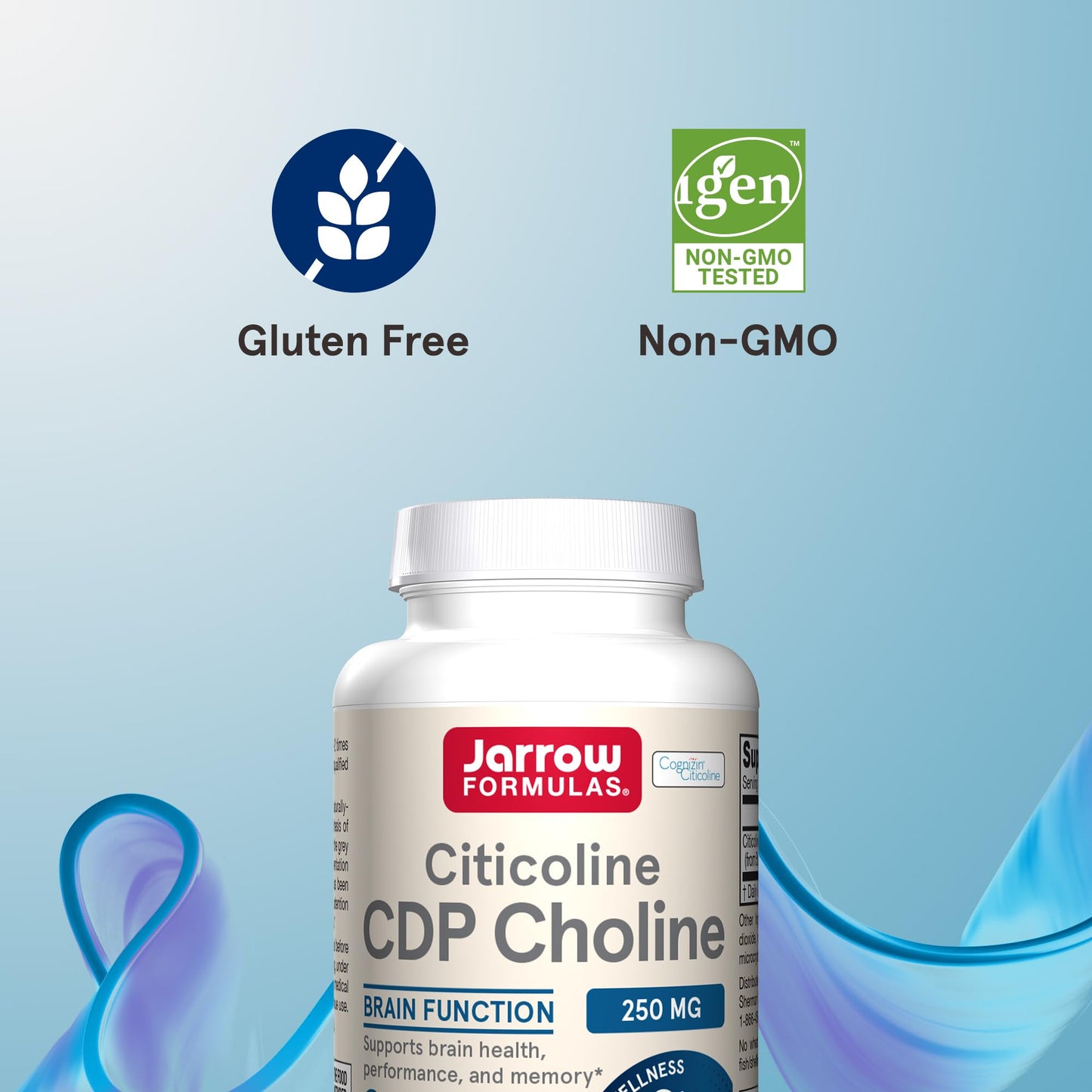 Jarrow Formulas Citicoline CDP Choline 250 MG, CDP Choline Supplement Supports Brain Health, Performance and Memory, 120 Capsules, Up to a 120 Day Supply