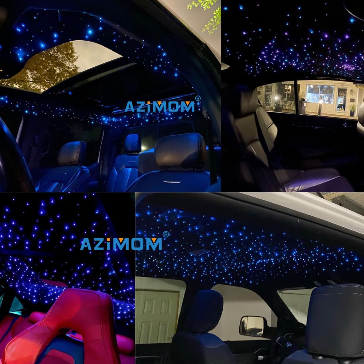 AZIMOM LED Bluetooth 16W RGBW Fiber Optic Light Star Ceiling Kits 150pcs 0.03in 6.5ft Sensor Music Mode Remote/APP Control Car Use Home Headliner Lighting Decoration