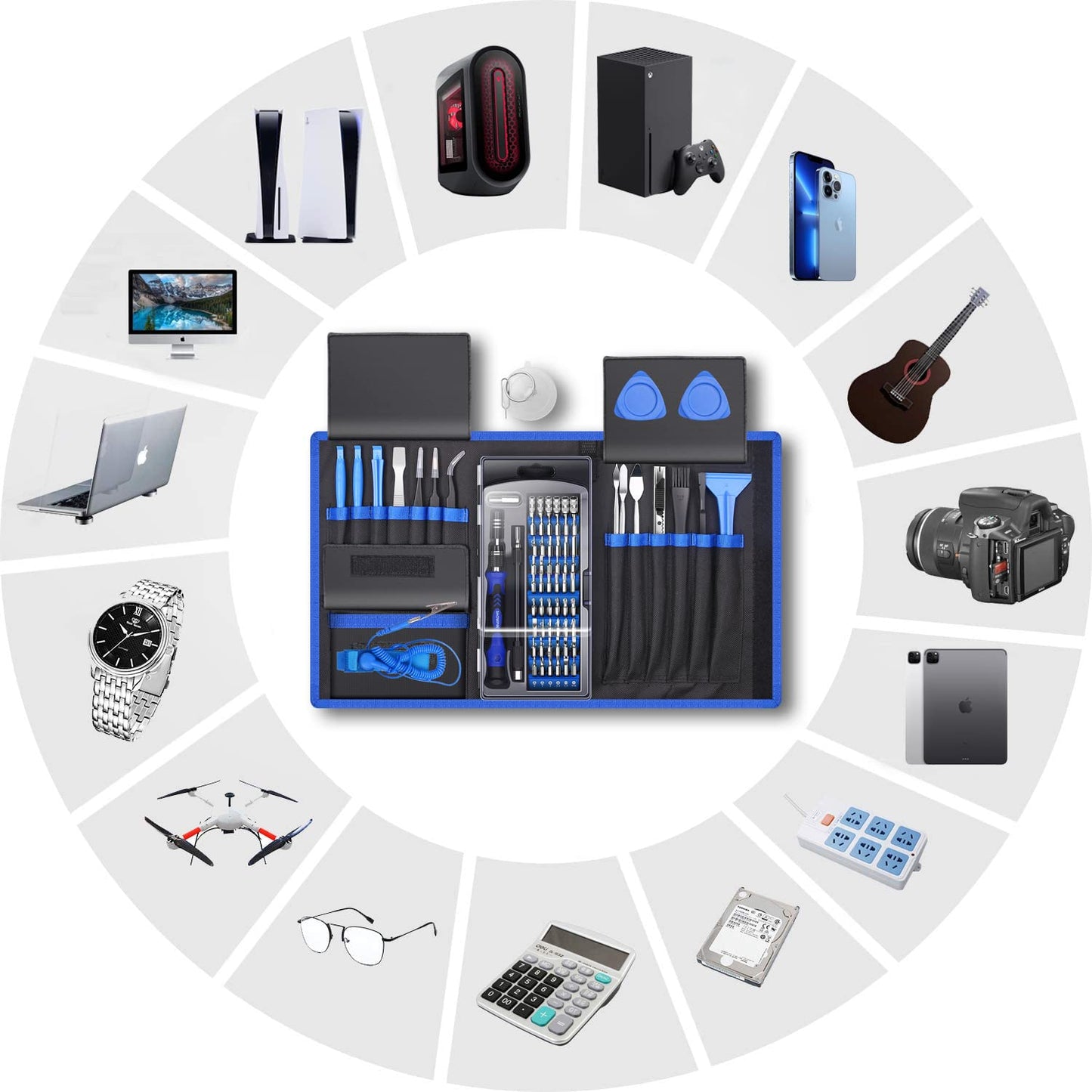 80 IN 1 Professional Computer Repair Tool Kit, Precision Screwdriver Set with 56 Bits, Magnetic screwdriver set Compatible for Laptop, PC