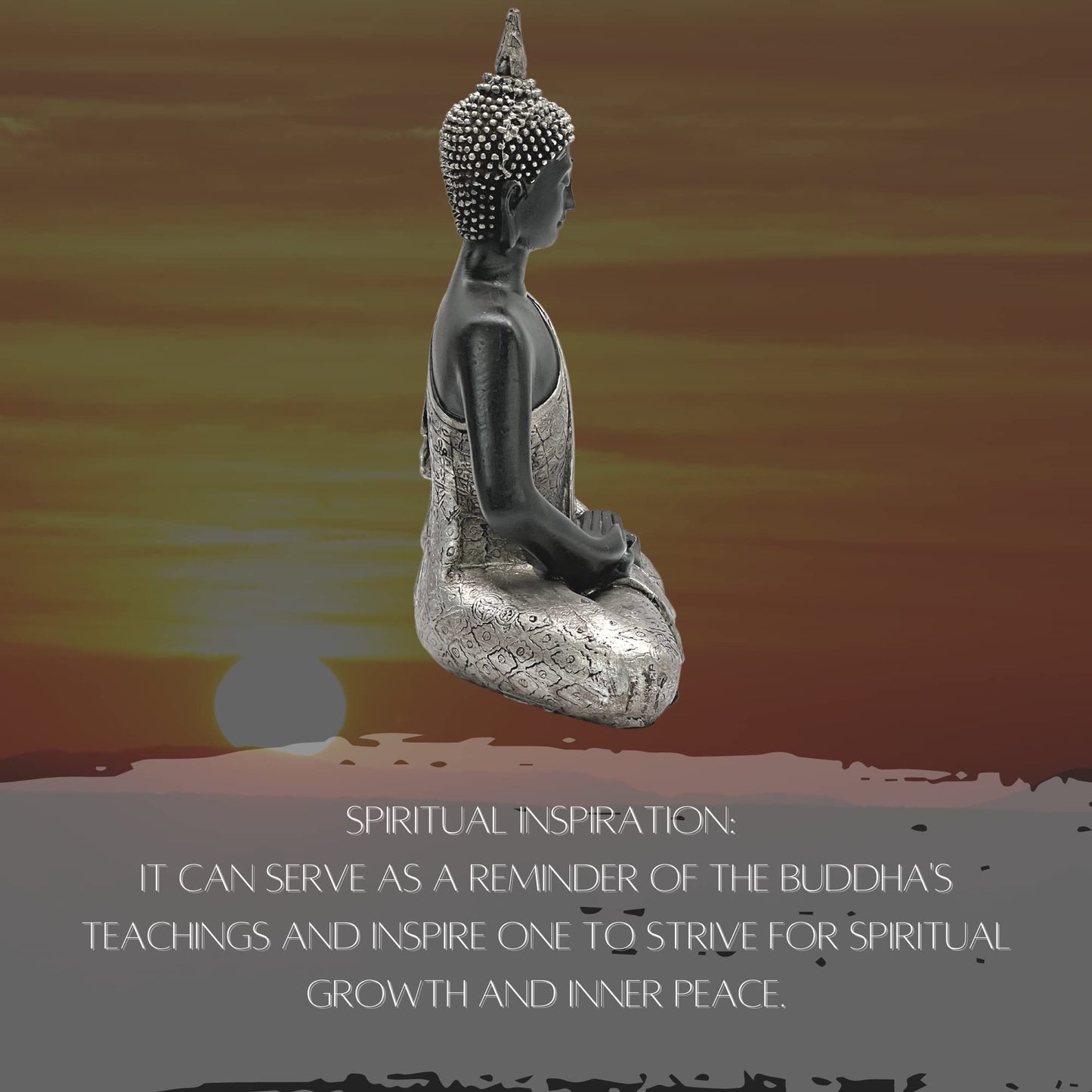 Bellaa Black Buddha Statue Enlightenment Meditation Dhyana Mudra Sitting Blessing Goodluck Happy Collectibles Figurines Sculpture Living Room Outdoor Garden Patio