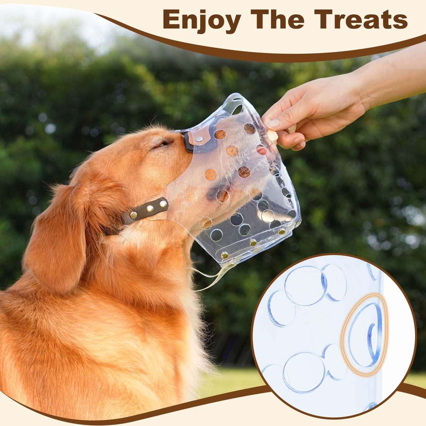 Mayerzon Dog Muzzle, Basket Muzzle for Large Medium Small Dogs, Humane Cage Mouth Guard to Prevent Biting Chewing Eating, Breathable Muzzle for Grooming Training Walking Vet Visits (M, Clear)