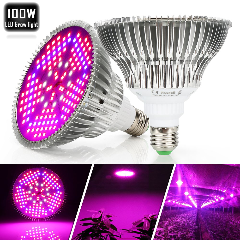 100W Led Grow Light Bulb Full Spectrum,Plant Light Bulb with 150 LEDs for Indoor Plants,E26/E27 Socket,Grow Lamp for Hydroponic Indoor Garden