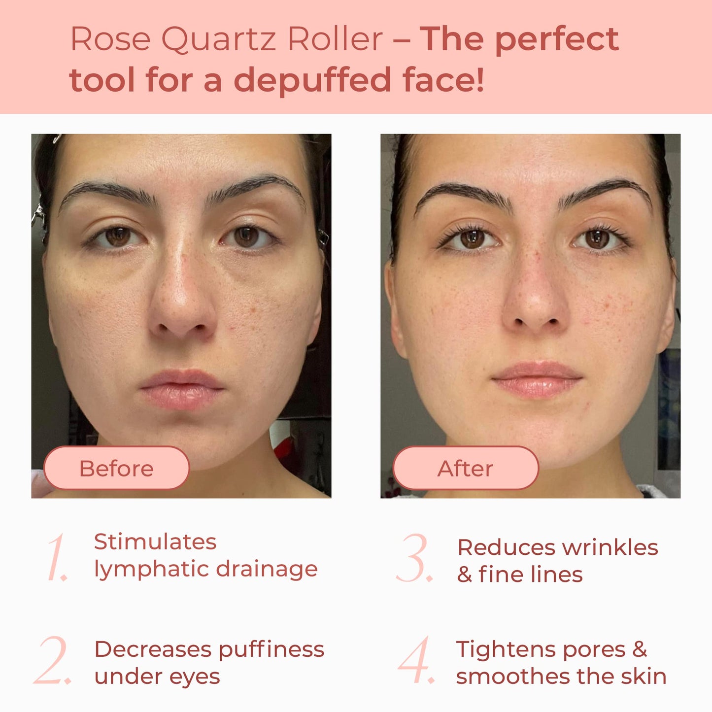 PLANTIFIQUE Rose Quartz Face Roller and Rose Quartz Gua Sha Set - Certified Rose Quartz Roller and Gua Sha Set - Face Rollers for Women for Your Skincare Routine