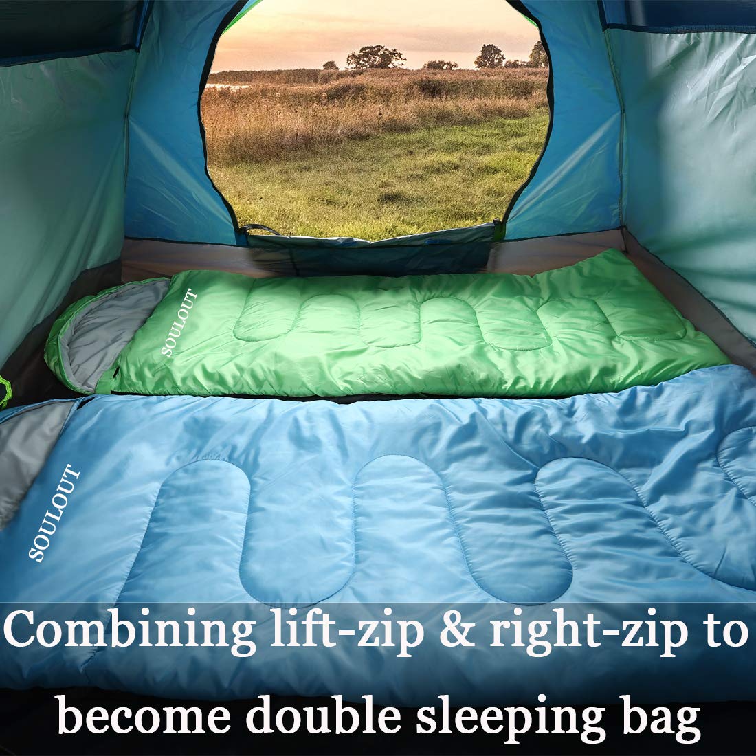 Envelope Sleeping Bag,3-4 Seasons Warm Cold Weather Lightweight, Portable, Waterproof Compression Sack for Adults & Kids - Indoor & Outdoor Activities: Traveling, Camping, Backpacking, Hiking, Purple