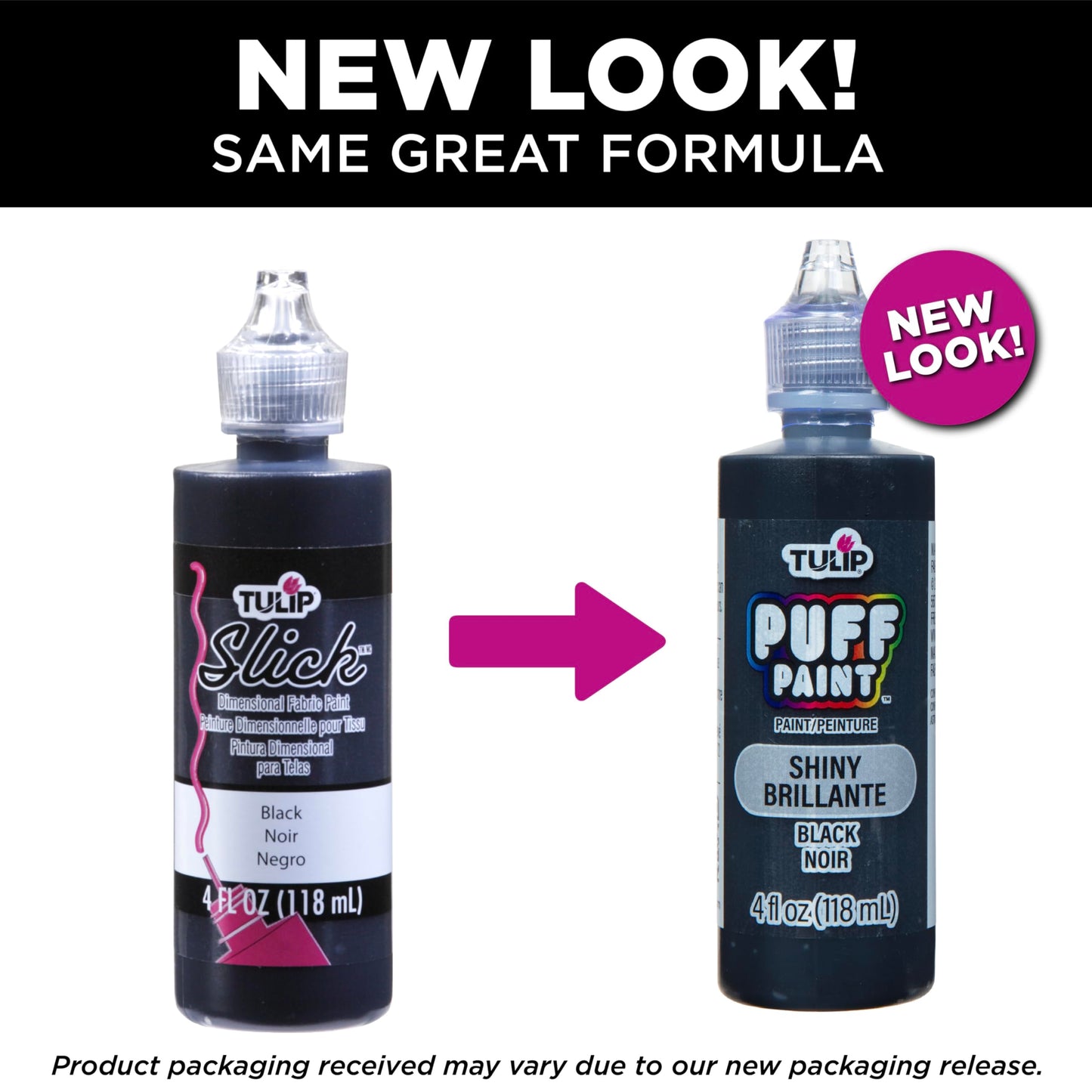 TULIP Dimensional Fabric Paint 41401 Dfpt 4Oz Slick Black, 4 Fl Oz (Pack of 1), Packaging may vary