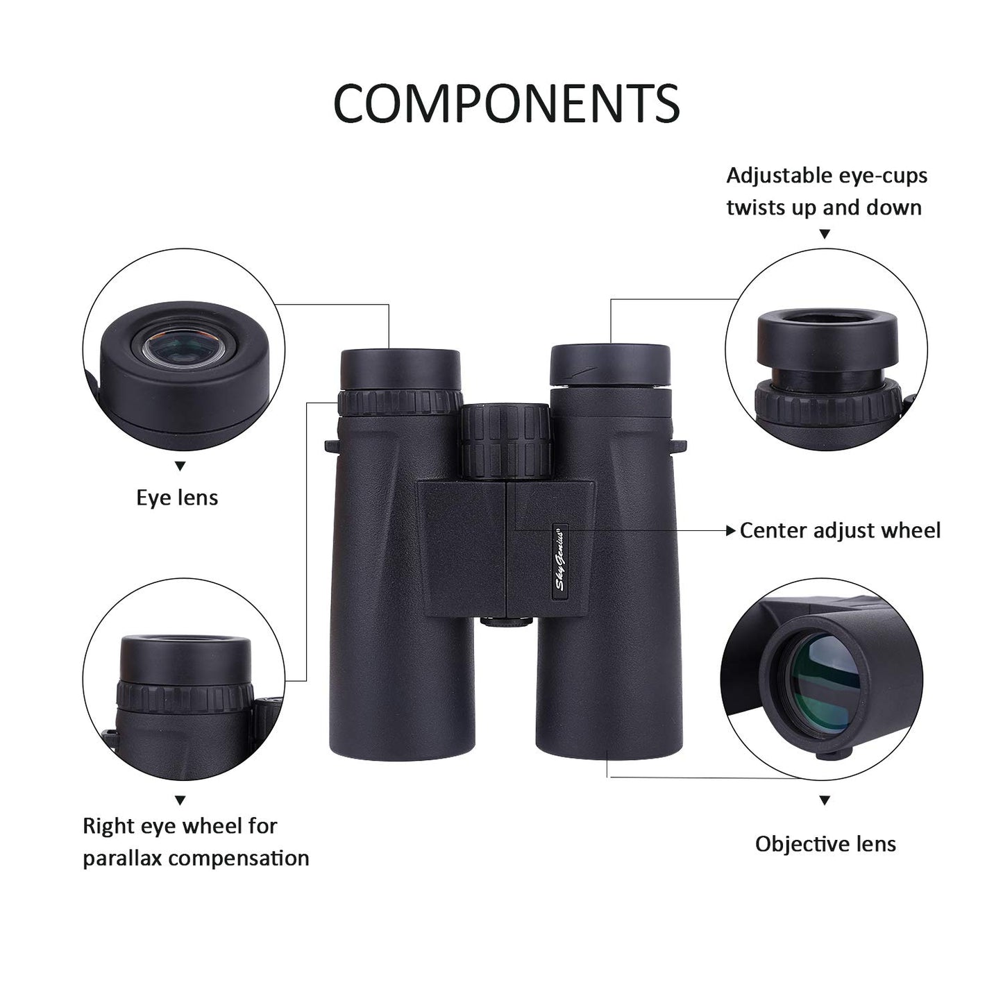 SkyGenius 10x42 Binoculars for Adults, Quick Focus Binoculars Full-Multi Coated Film Lens, 1.10Ib Lightweight Binoculars for Bird Watching Hunting Outdoor Activities