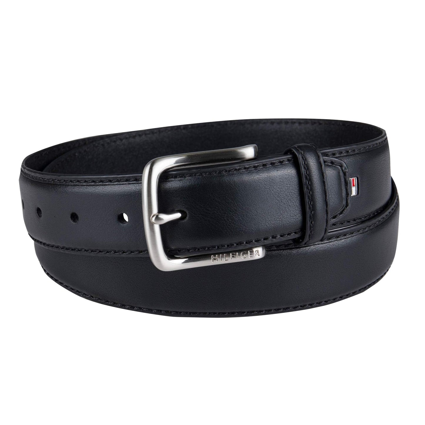 Tommy Hilfiger Men's Casual Belt, Black logo, 34