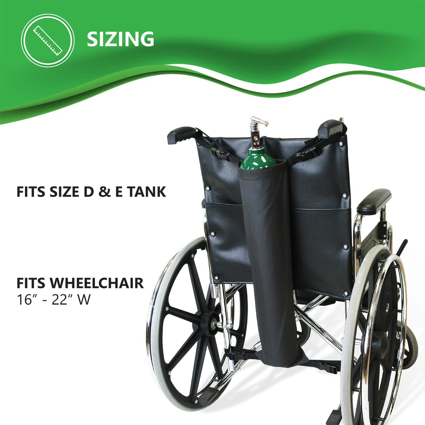 NYOrtho Oxygen Tank Holder for Wheelchair - D & E Cylinder Transport Bag Adjustable Straps Easy to Clean, Heavy Duty, Waterproof Standard Wheelchair Size