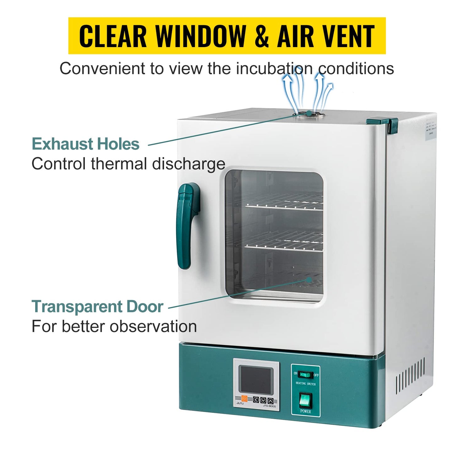 VEVOR Lab Incubator 20L Bacteria Incubator RT-65℃ Scientific Digital Incubator PID Temperature Control Microbiological Laboratory Incubator for Bacterial Culture Seed Germination Medical Science