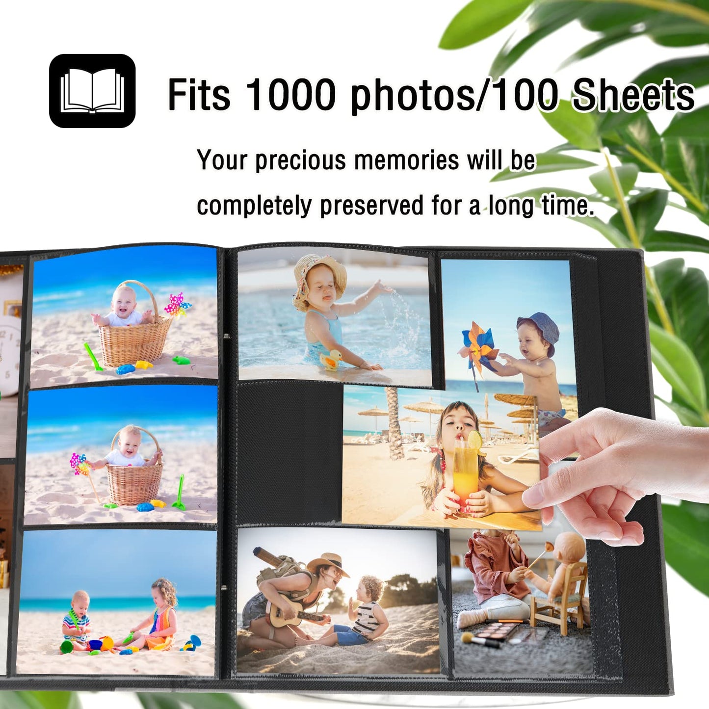 Artmag Photo Album 4x6 1000 Photos, Large Capacity Wedding Family Leather Cover Picture Albums Holds Horizontal and Vertical 4x6 photos with Black Pages(Brown)