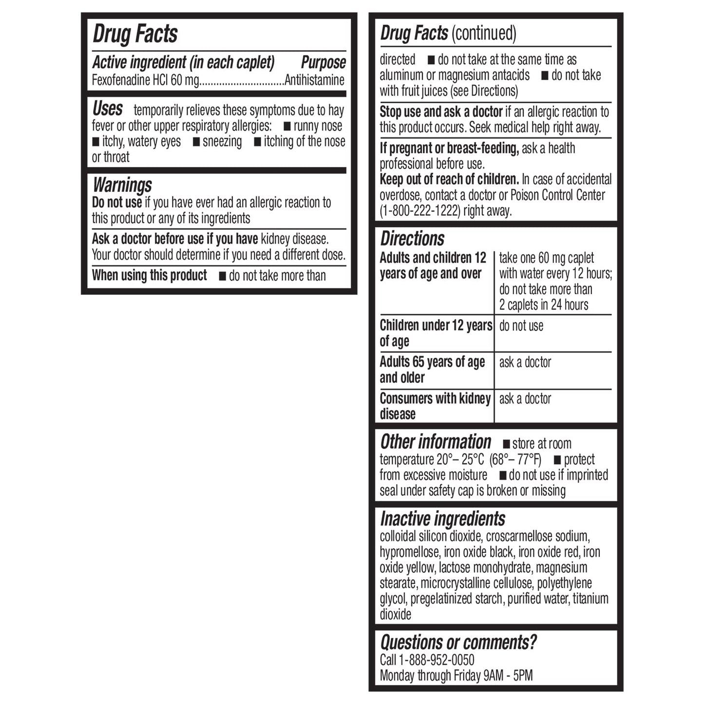 HealthA2Z® Fexofenadine Hydrochloride 60mg | 12-Hour Antihistamine for Allergy Relief | Non-Drowsy (200 Counts (Pack of 1))