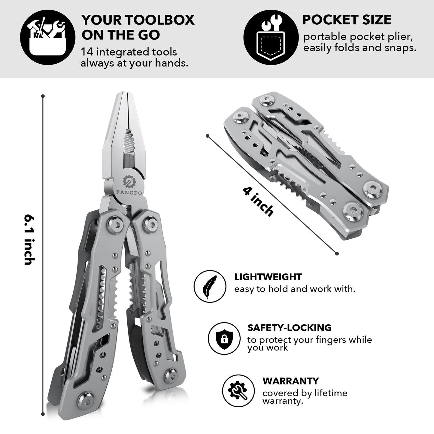 14-In-1 Multitool Pliers,Premium Portable Multi Tool ,with Safety Locking Professional Stainless Steel Multitool Pliers Pocket Knife,Apply to Survival