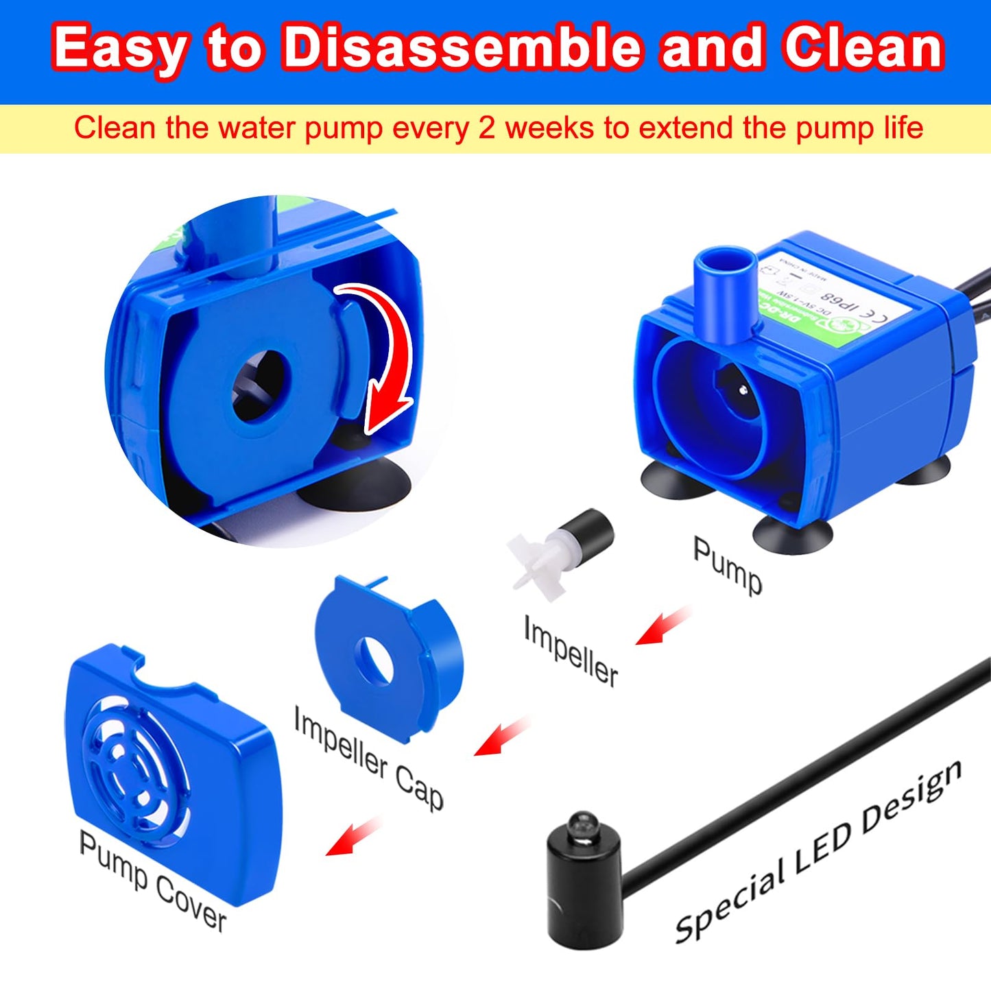 Cat Water Fountain Pump Compatible Motor, for Pet Drinking Fountain Cat Water Dispenser Replacement