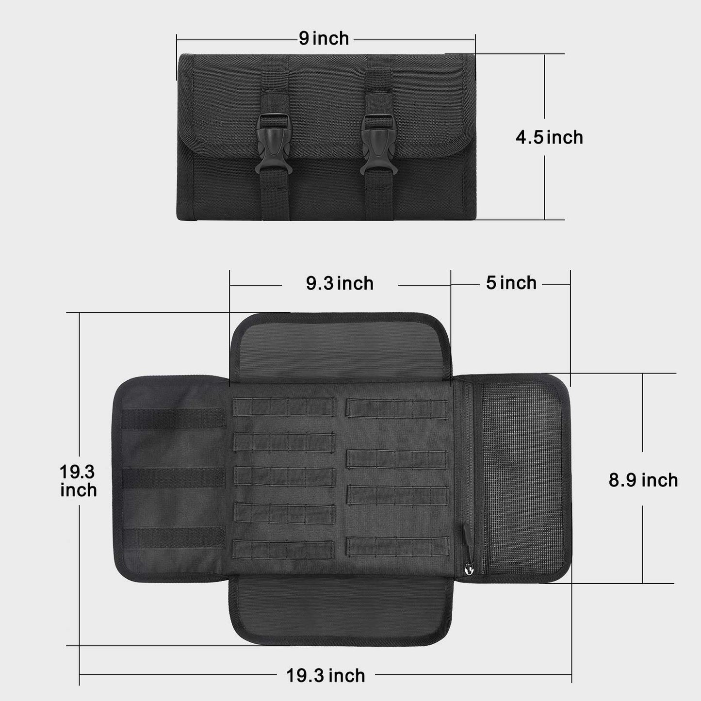 Leopauto Roll Up Tool Bag- Small Tool Bag,Motorcycle Bags,Store Kinds Of Repair,Suitable For Electricians, Plumbers, Carpenters And Hobbyists,Easy To Carry, Wear And Durable,Black